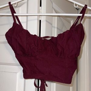 Burgundy Corset Crop Top